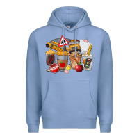 Colony Blue School Bus Coffee Cups Premium Hoodie - FaDigitalArtStudio