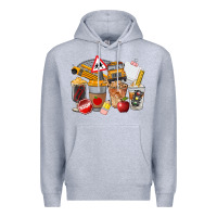 Heather Grey School Bus Coffee Cups Premium Hoodie - FaDigitalArtStudio