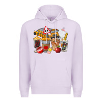 Lilac School Bus Coffee Cups Premium Hoodie - FaDigitalArtStudio