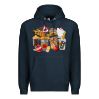Navy School Bus Coffee Cups Premium Hoodie - FaDigitalArtStudio
