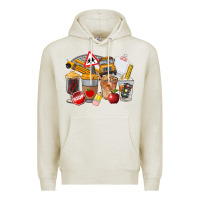 Oatmeal Heather School Bus Coffee Cups Premium Hoodie - FaDigitalArtStudio