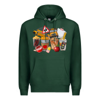 Sports Green School Bus Coffee Cups Premium Hoodie - FaDigitalArtStudio