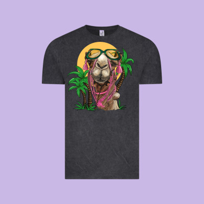 Camel With Oasis Vintage Tee Designed By Barkaloodesign