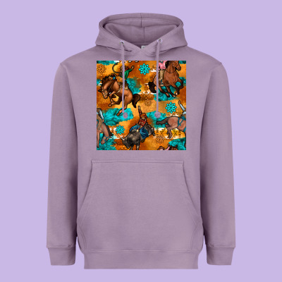 Cowboy Rodeo Seamless Pattern Heavyweight Hoodie Designed By Bundleandbundleshop