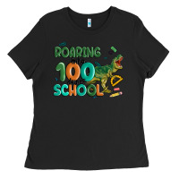 Black roaring into 100 day of school Ladies Tee - MaliasSmallBusiness