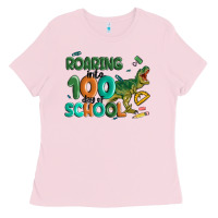 Bubblegum Pink roaring into 100 day of school Ladies Tee - MaliasSmallBusiness