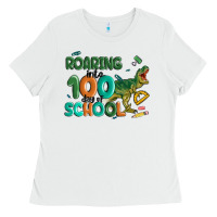 White roaring into 100 day of school Ladies Tee - MaliasSmallBusiness
