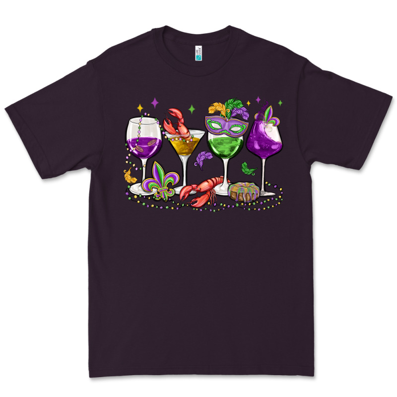 Mardi Gras Wine Glasses Premium Tee by MaliasSmallBusiness | Teevron