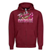 Burgundy Tackle cancer Football Zipper Hoodie - FaDigitalArtStudio