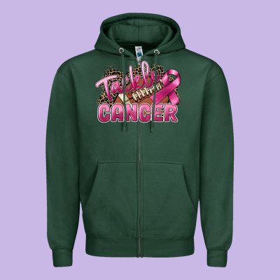 Tackle Cancer Football Zipper Hoodie Designed By Fadigitalartstudio