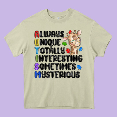Always Unique Autism Heavy Core Tee Designed By Maliassmallbusiness
