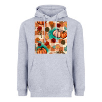 Heather Grey floral pumpkins seamless pattern Heavyweight Hoodie - BundleAndBundleShop