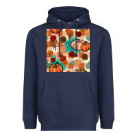 Navy floral pumpkins seamless pattern Heavyweight Hoodie - BundleAndBundleShop