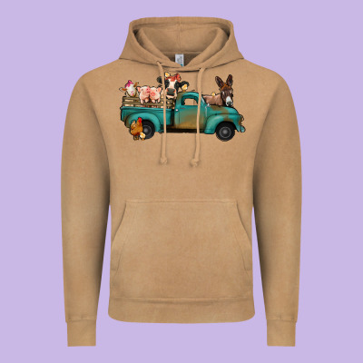 Farm Animals Truck Vintage Hoodie Designed By Jasminsmagicworld
