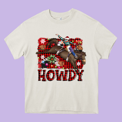 Rodeo Christmas Howdy Heavy Core Tee Designed By Adodesignshop