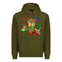 Army Green Mexican Cold Drink With Cactus Sombrero And Tequil Premium Hoodie - FaDigitalArtStudio