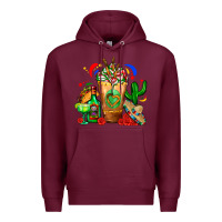 Burgundy Mexican Cold Drink With Cactus Sombrero And Tequil Premium Hoodie - FaDigitalArtStudio