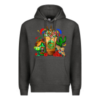 Charcoal Heather Mexican Cold Drink With Cactus Sombrero And Tequil Premium Hoodie - FaDigitalArtStudio