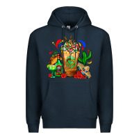 Navy Mexican Cold Drink With Cactus Sombrero And Tequil Premium Hoodie - FaDigitalArtStudio