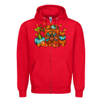 Red Thanksgiving Coffee Mug Zipper Hoodie - FaDigitalArtStudio