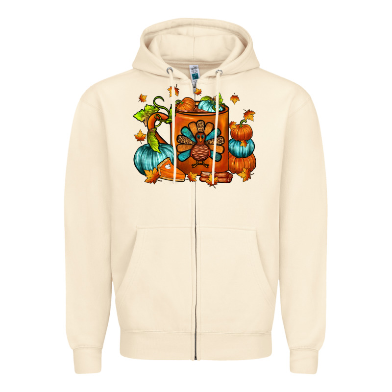 Thanksgiving Coffee Mug Zipper Hoodie by FaDigitalArtStudio | Teevron