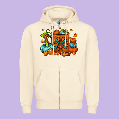Thanksgiving Coffee Mug Zipper Hoodie Designed By Fadigitalartstudio