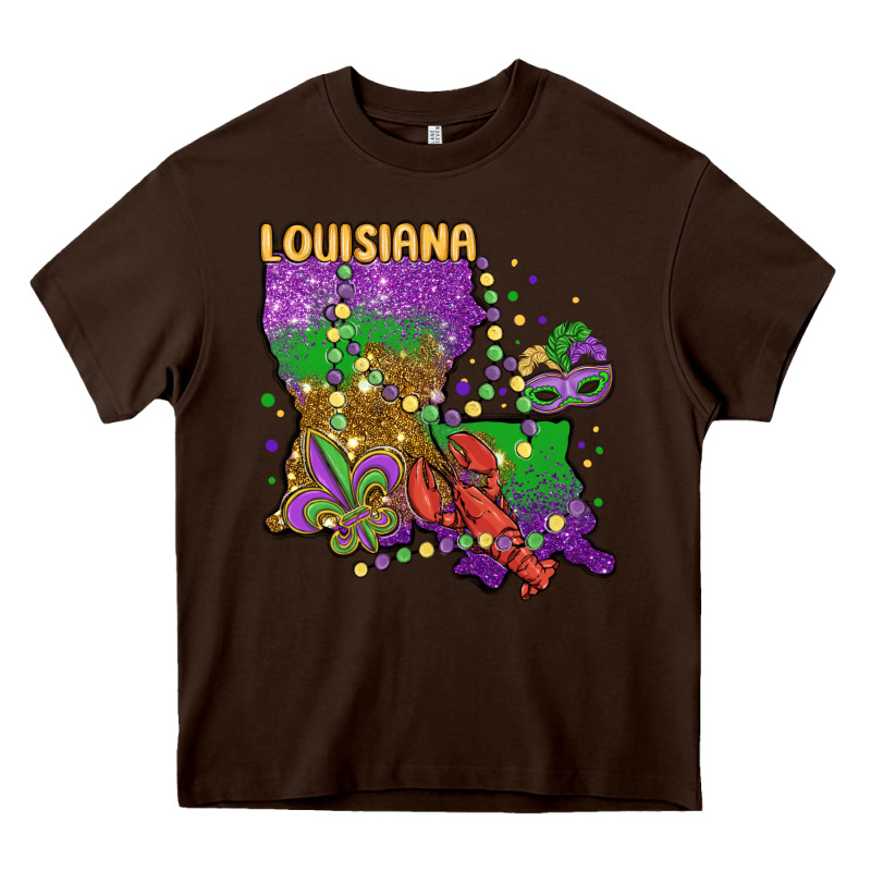 Mardi Gras Louisiana Map Heavy Core Tee by MaliasSmallBusiness | Teevron