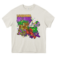 Cream mardi gras louisiana map Heavy Core Tee - MaliasSmallBusiness