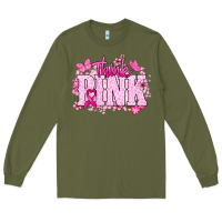 Army Green Think pink Long Sleeve Tee - NancyCooperArtShop