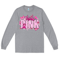 Heather Grey Think pink Long Sleeve Tee - NancyCooperArtShop