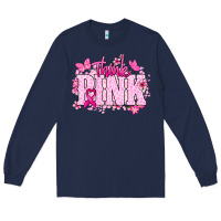 Navy Think pink Long Sleeve Tee - NancyCooperArtShop