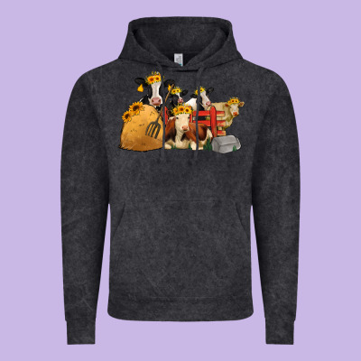 Farm Animals With Sunflower Headbands Vintage Hoodie Designed By Jasminsmagicworld