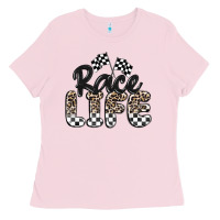 Bubblegum Pink race life Ladies Tee - MaliasSmallBusiness