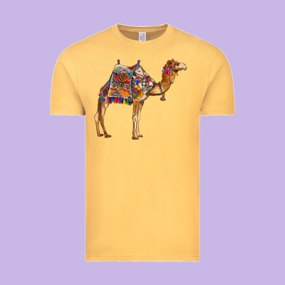 Camel With Colorful Saddle Vintage Tee Designed By Barkaloodesign
