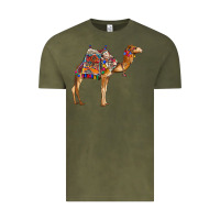 Vintage Olive camel with colorful saddle Vintage Tee - BarkalooDesign