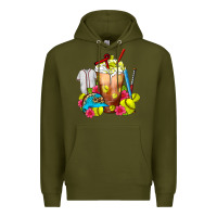 Army Green Softball Frappe Coffee Premium Hoodie - FaDigitalArtStudio