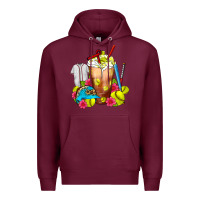 Burgundy Softball Frappe Coffee Premium Hoodie - FaDigitalArtStudio
