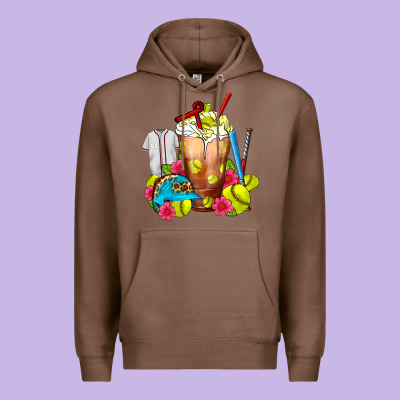 Softball Frappe Coffee Premium Hoodie Designed By Fadigitalartstudio