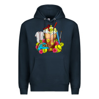 Navy Softball Frappe Coffee Premium Hoodie - FaDigitalArtStudio
