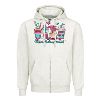 Oatmeal Heather cna certified nursing assistant coffee cups Zipper Hoodie - OliviaCreatesArt
