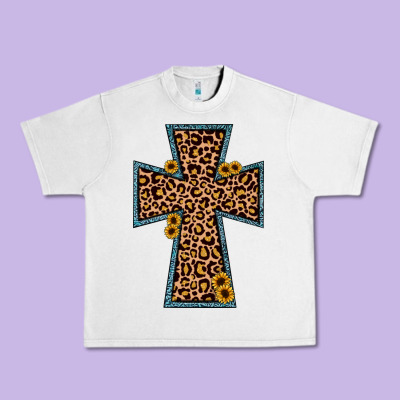 Leopard Sunflower Cross Urban Heavy Tee Designed By Jahusdesignshop