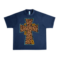 Navy leopard sunflower cross Urban Heavy Tee - JahusDesignShop