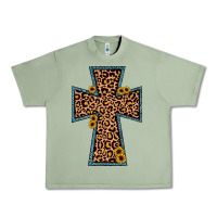 Oil Green leopard sunflower cross Urban Heavy Tee - JahusDesignShop