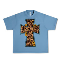 Pebble Blue leopard sunflower cross Urban Heavy Tee - JahusDesignShop