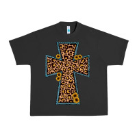 Pigment Black leopard sunflower cross Urban Heavy Tee - JahusDesignShop