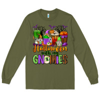 Army Green Halloween with My Gnomies Coffee Cups Long Sleeve Tee - texasbilliewilder