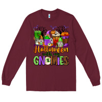 Burgundy Halloween with My Gnomies Coffee Cups Long Sleeve Tee - texasbilliewilder