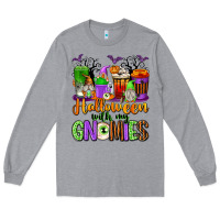 Heather Grey Halloween with My Gnomies Coffee Cups Long Sleeve Tee - texasbilliewilder