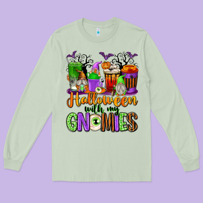 Halloween With My Gnomies Coffee Cups Long Sleeve Tee Designed By Texasbilliewilder
