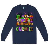 Navy Halloween with My Gnomies Coffee Cups Long Sleeve Tee - texasbilliewilder